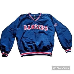 80s-90s VTG Gear Sports Texas Rangers Center Blue Pullover Windbreaker Jacket M